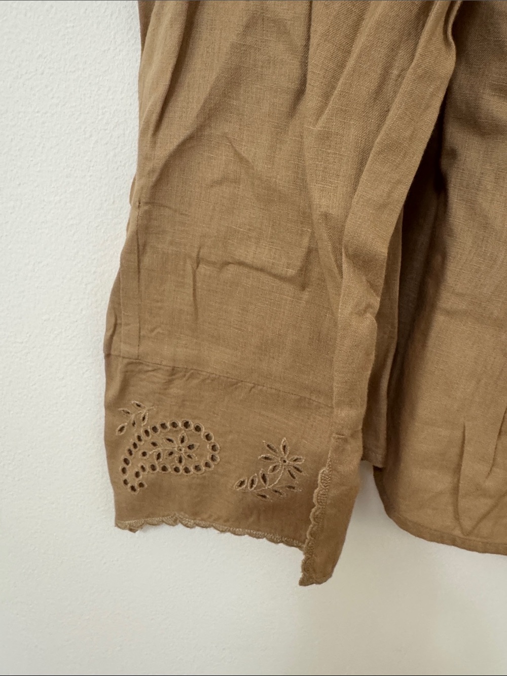 Ralph Lauren Tan Button-Down Eyelet Embroidered Shirt - Picture 3 of 6